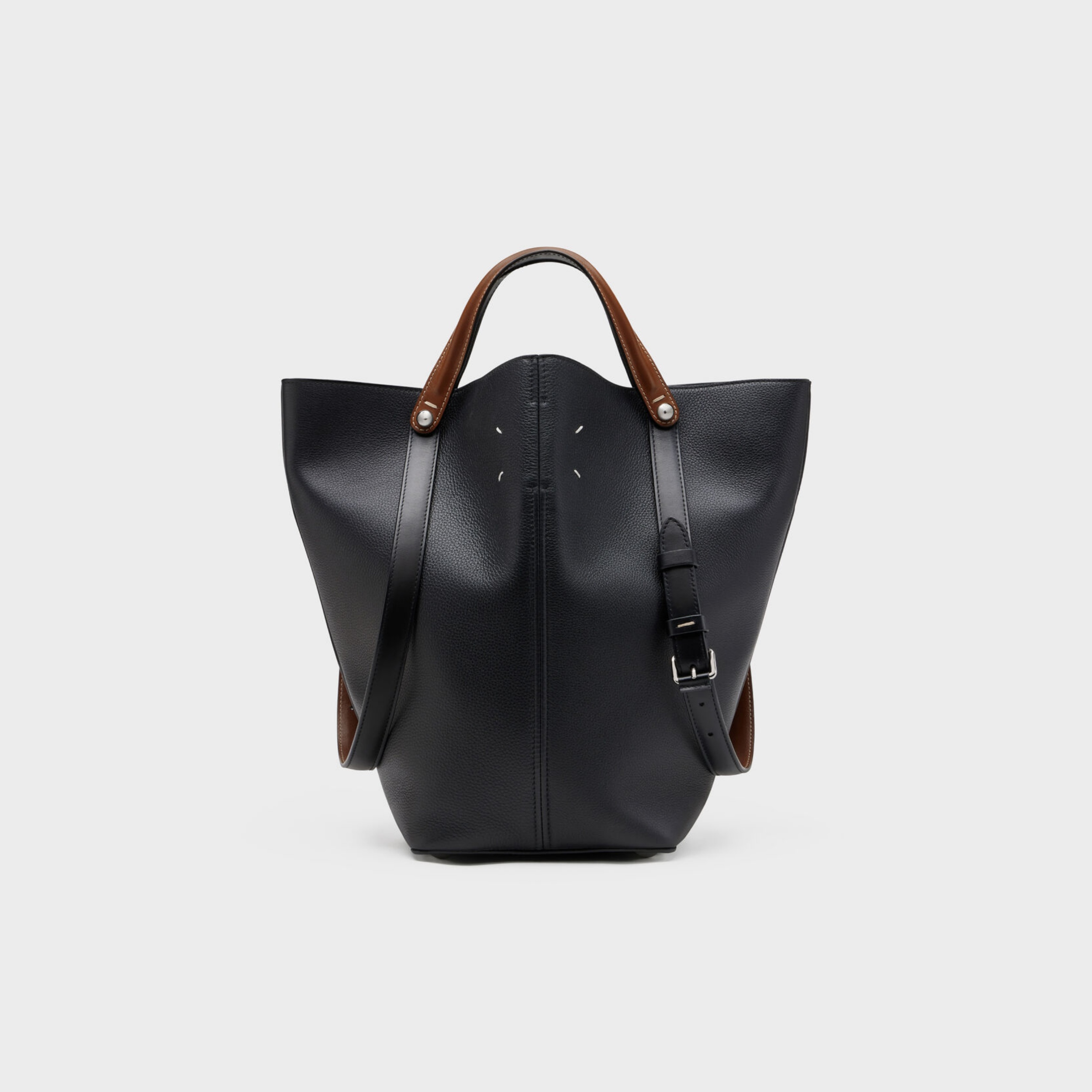 maison margiela black grained calfskin dress-age bag